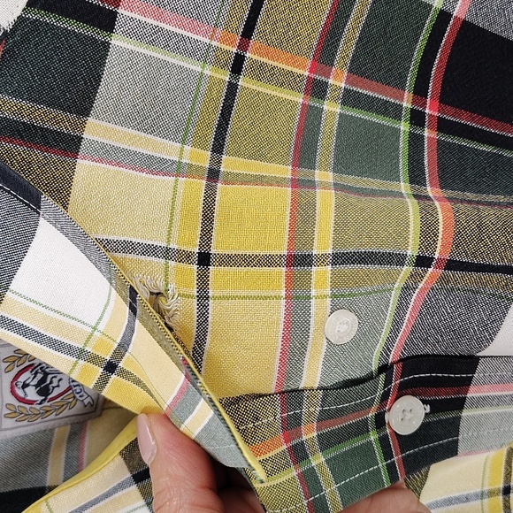 Cinch yellow green & black plaid button up Shirt Men's XL Plaid Button-Up - Picture 7 of 8